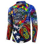 Autism Awareness Australia Geelong Cats Button Sweatshirt Aboriginal Indigenous Art
