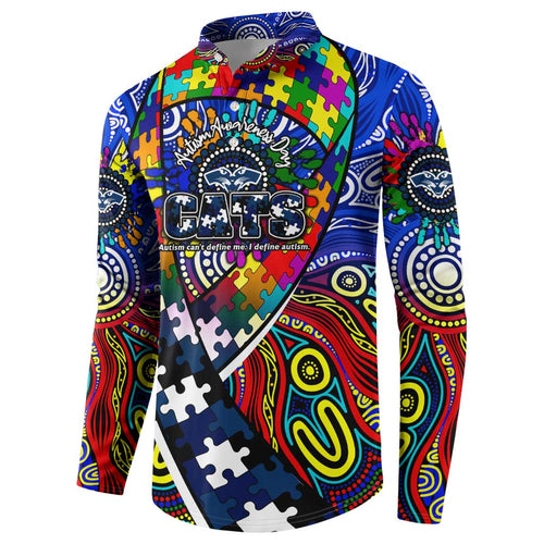 Autism Awareness Australia Geelong Cats Button Sweatshirt Aboriginal Indigenous Art