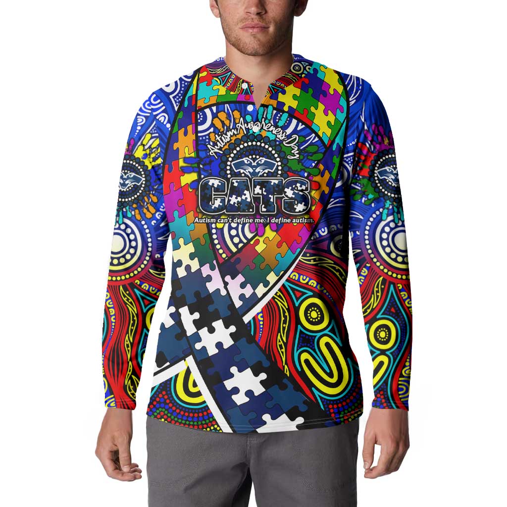 Autism Awareness Australia Geelong Cats Button Sweatshirt Aboriginal Indigenous Art