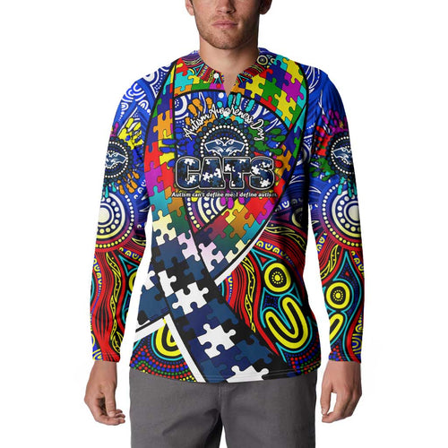 Autism Awareness Australia Geelong Cats Button Sweatshirt Aboriginal Indigenous Art