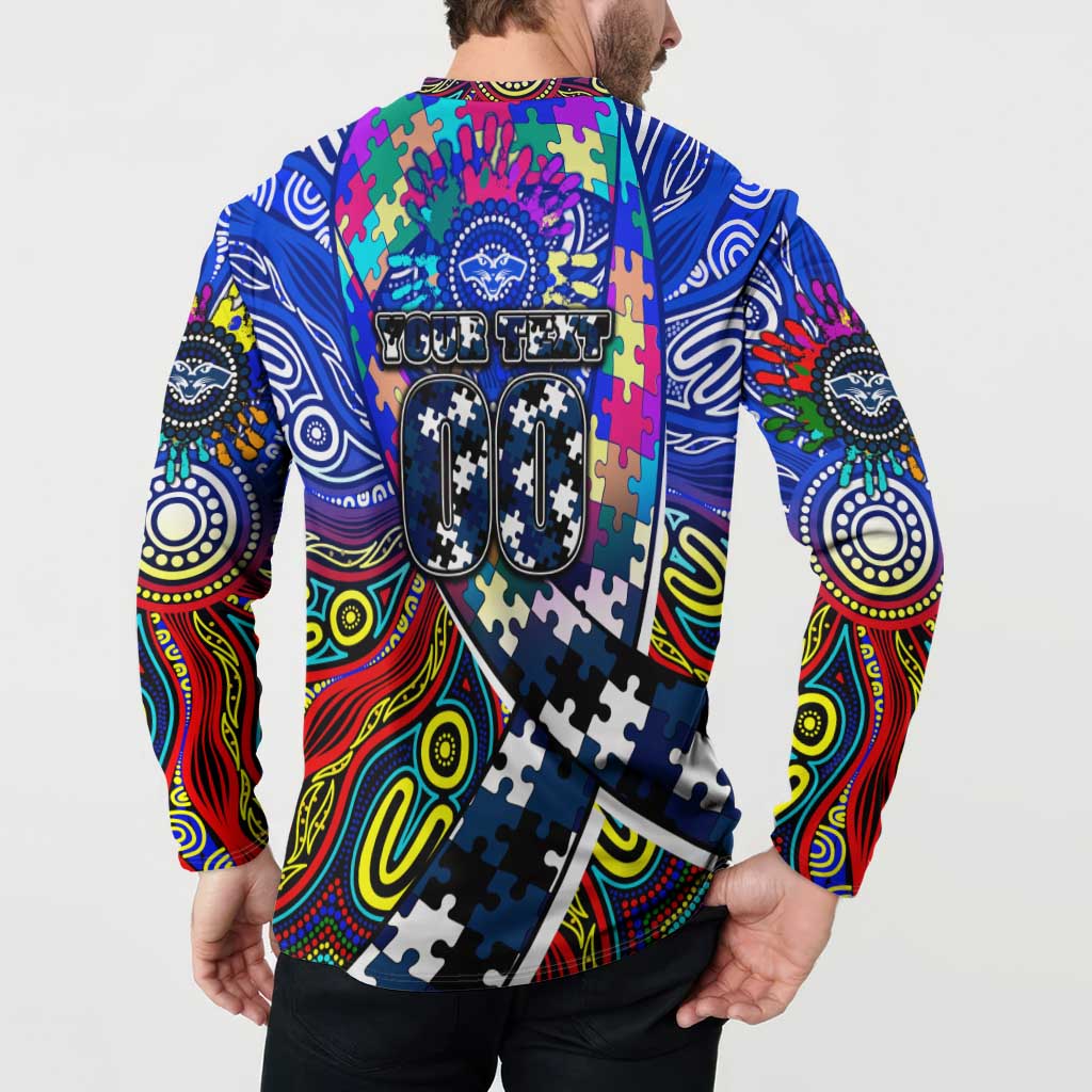 Autism Awareness Australia Geelong Cats Button Sweatshirt Aboriginal Indigenous Art