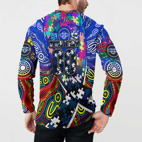 Autism Awareness Australia Geelong Cats Button Sweatshirt Aboriginal Indigenous Art