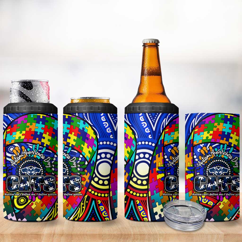 Autism Awareness Australia Geelong Cats 4 in 1 Can Cooler Tumbler Aboriginal Indigenous Art