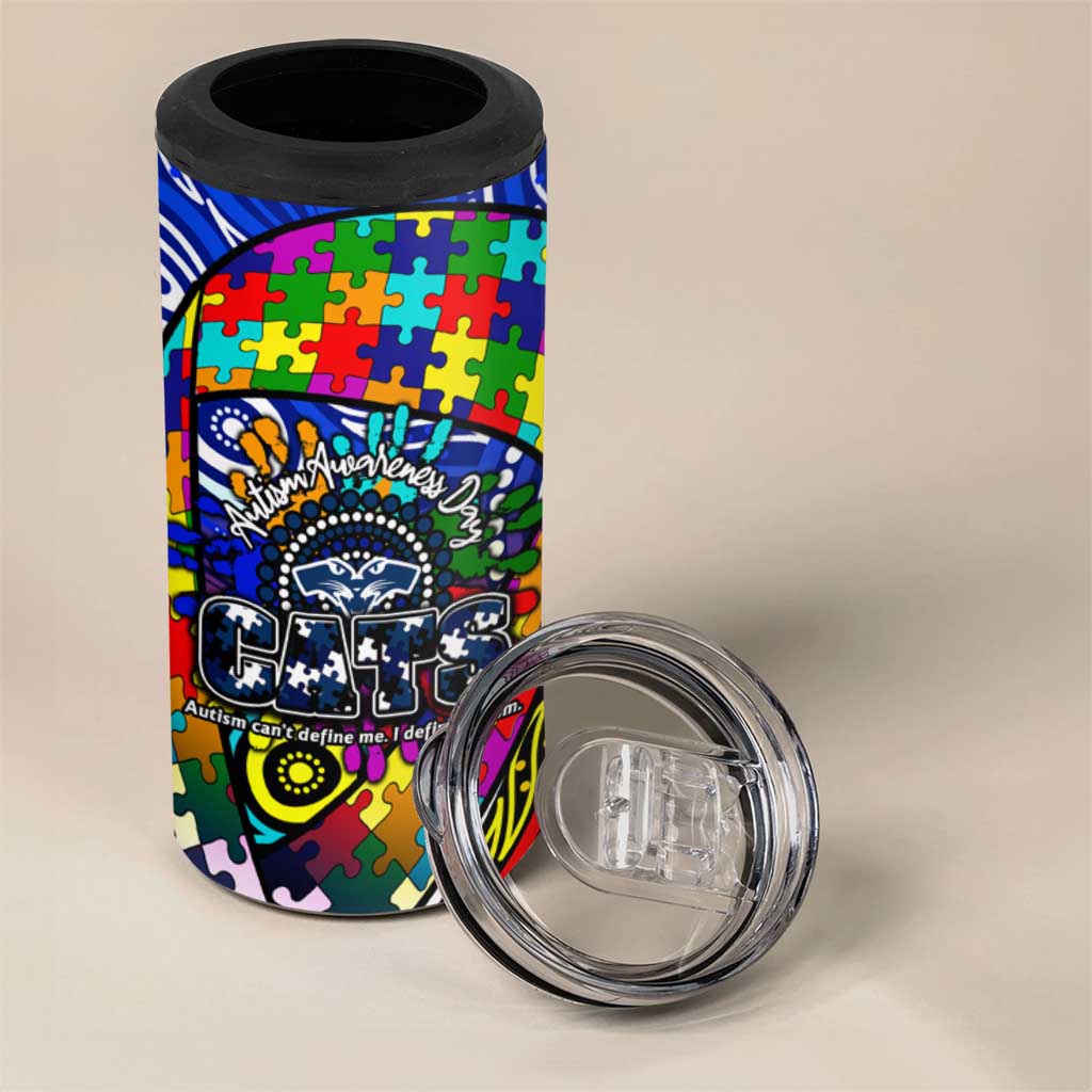 Autism Awareness Australia Geelong Cats 4 in 1 Can Cooler Tumbler Aboriginal Indigenous Art