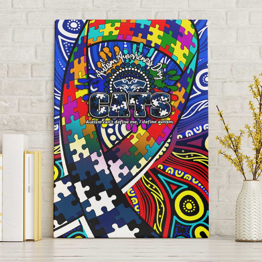 Autism Awareness Australia Geelong Cats Canvas Wall Art Aboriginal Indigenous Art