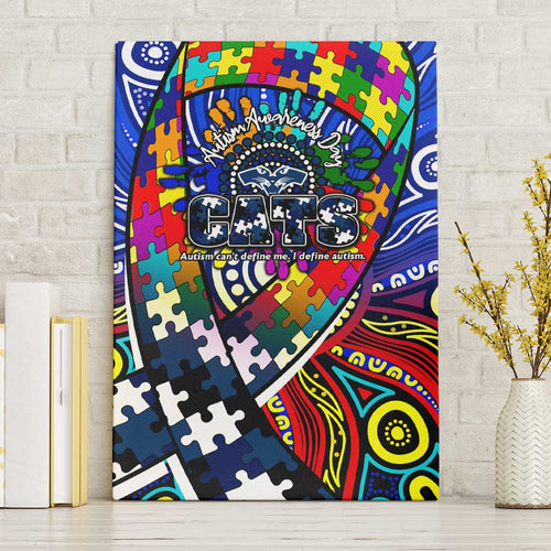 Autism Awareness Australia Geelong Cats Canvas Wall Art Aboriginal Indigenous Art