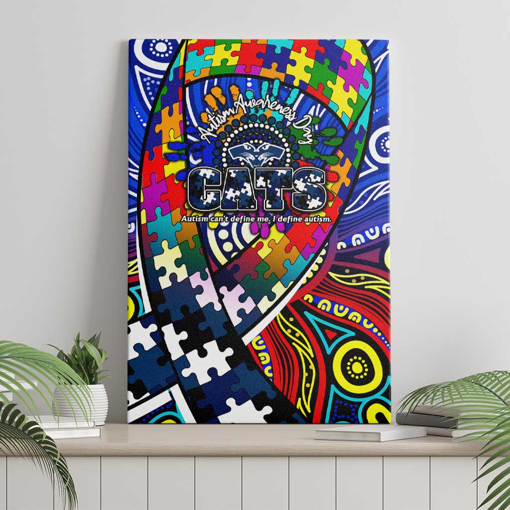 Autism Awareness Australia Geelong Cats Canvas Wall Art Aboriginal Indigenous Art