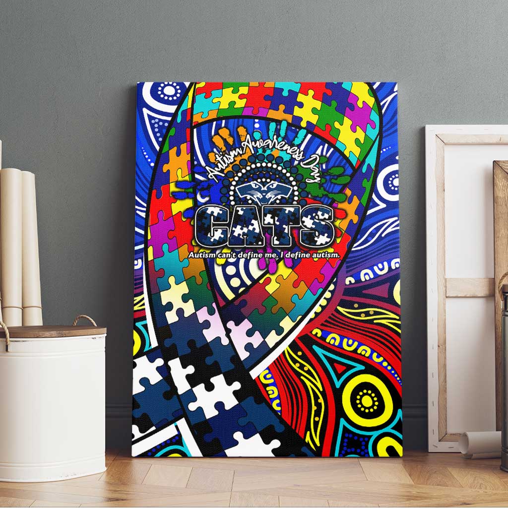 Autism Awareness Australia Geelong Cats Canvas Wall Art Aboriginal Indigenous Art