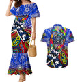 Autism Awareness Australia Geelong Cats Couples Matching Mermaid Dress and Hawaiian Shirt Aboriginal Indigenous Art
