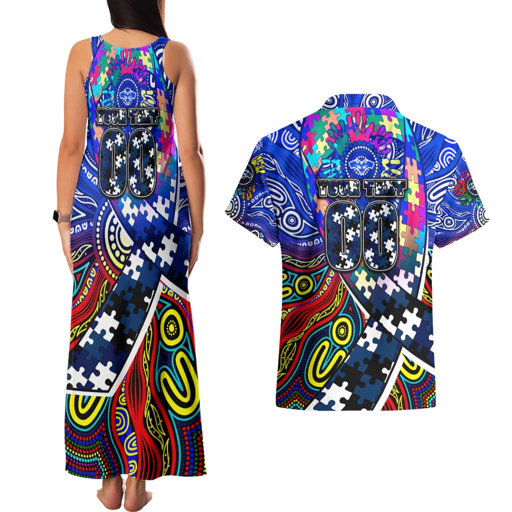 Autism Awareness Australia Geelong Cats Couples Matching Tank Maxi Dress and Hawaiian Shirt Aboriginal Indigenous Art