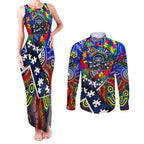 Autism Awareness Australia Geelong Cats Couples Matching Tank Maxi Dress and Long Sleeve Button Shirt Aboriginal Indigenous Art