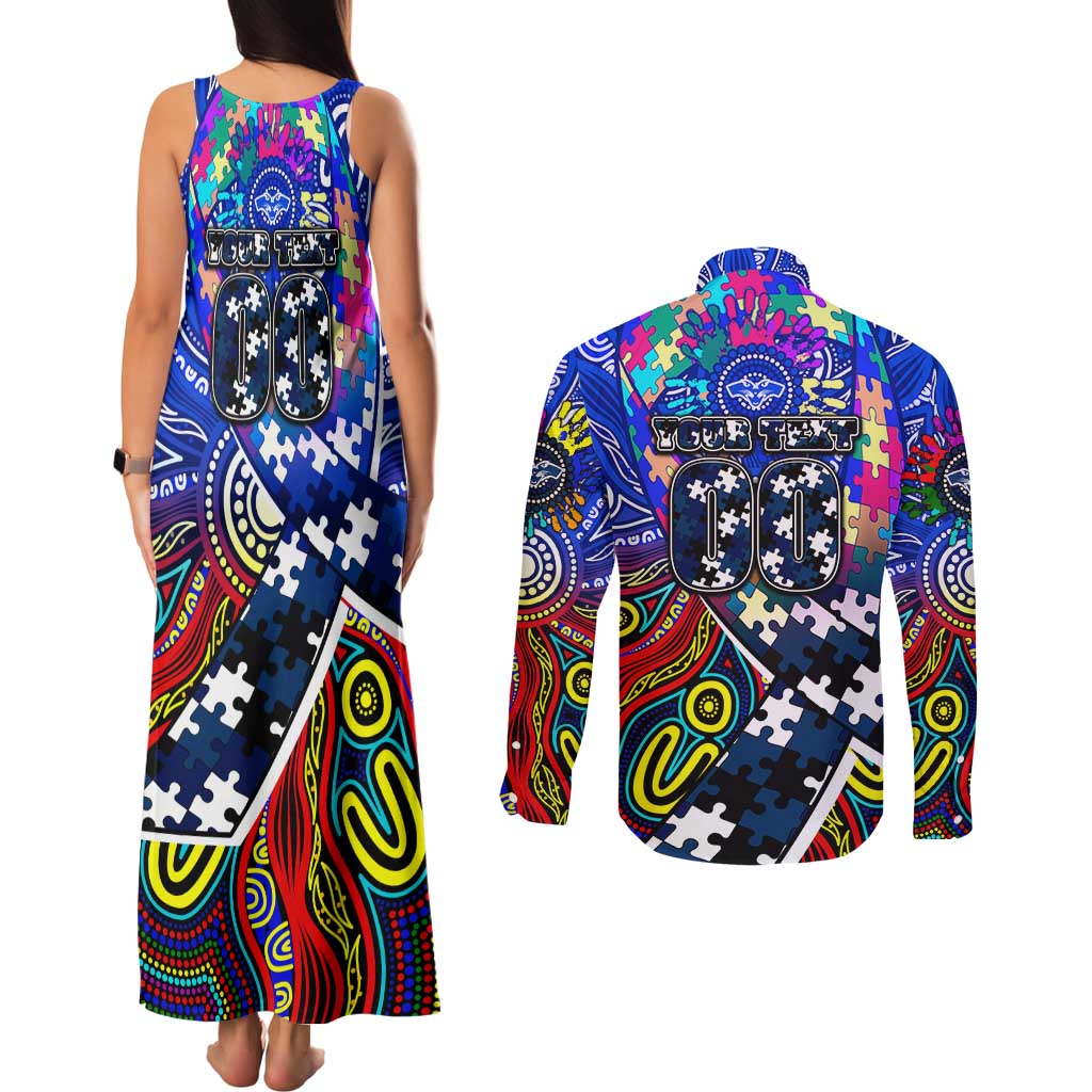 Autism Awareness Australia Geelong Cats Couples Matching Tank Maxi Dress and Long Sleeve Button Shirt Aboriginal Indigenous Art