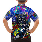 Autism Awareness Australia Geelong Cats Family Matching Mermaid Dress and Hawaiian Shirt Aboriginal Indigenous Art