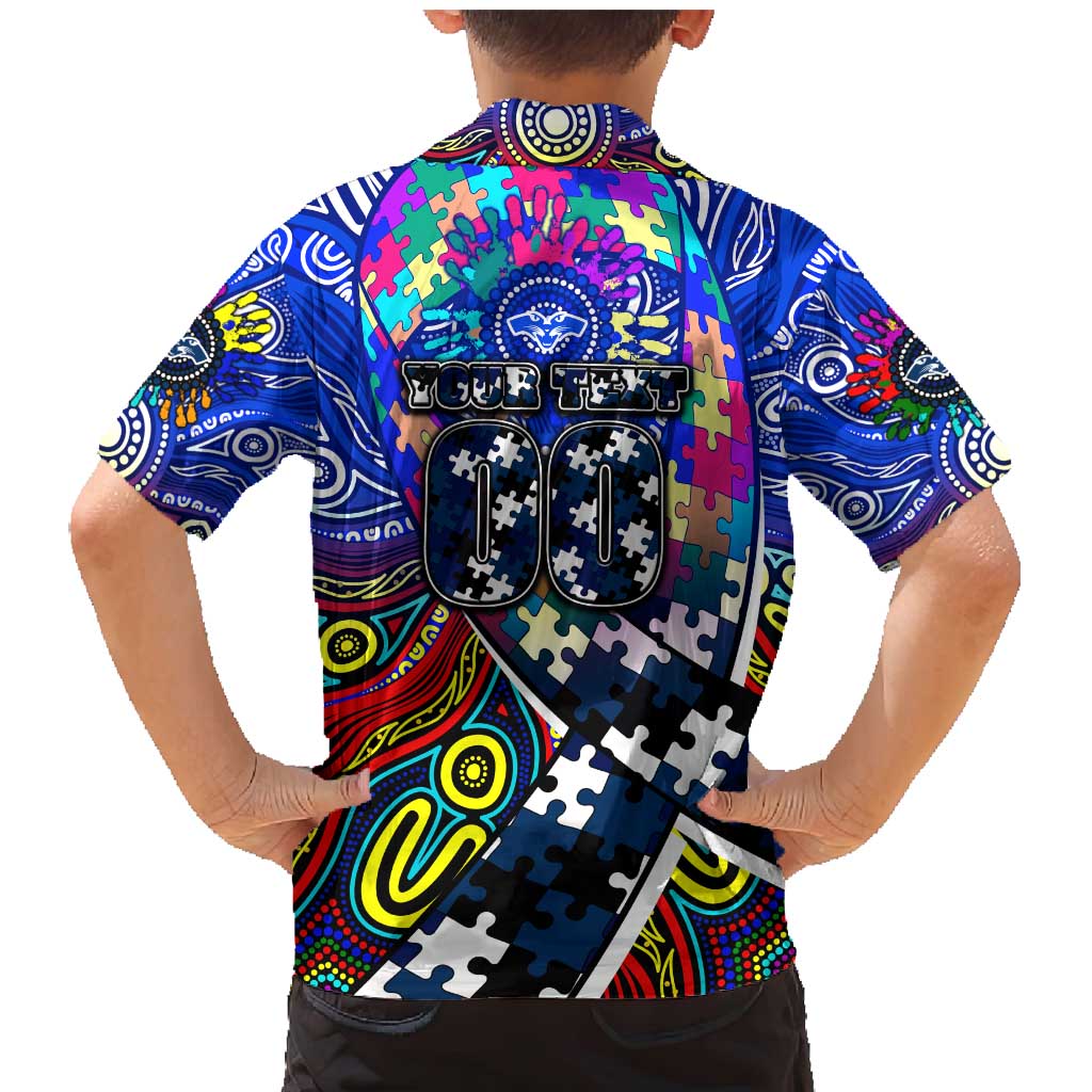 Autism Awareness Australia Geelong Cats Family Matching Mermaid Dress and Hawaiian Shirt Aboriginal Indigenous Art