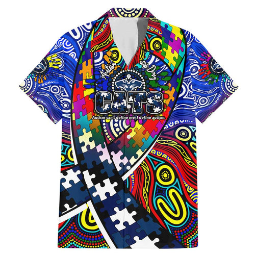Autism Awareness Australia Geelong Cats Family Matching Mermaid Dress and Hawaiian Shirt Aboriginal Indigenous Art
