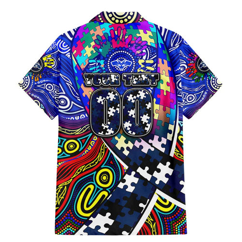 Autism Awareness Australia Geelong Cats Family Matching Mermaid Dress and Hawaiian Shirt Aboriginal Indigenous Art