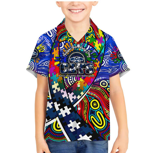 Autism Awareness Australia Geelong Cats Family Matching Mermaid Dress and Hawaiian Shirt Aboriginal Indigenous Art