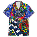 Autism Awareness Australia Geelong Cats Family Matching Off Shoulder Maxi Dress and Hawaiian Shirt Aboriginal Indigenous Art