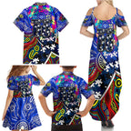 Autism Awareness Australia Geelong Cats Family Matching Summer Maxi Dress and Hawaiian Shirt Aboriginal Indigenous Art