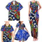 Autism Awareness Australia Geelong Cats Family Matching Tank Maxi Dress and Hawaiian Shirt Aboriginal Indigenous Art
