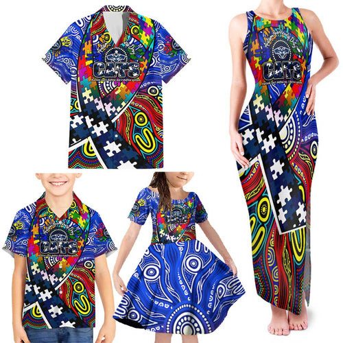 Autism Awareness Australia Geelong Cats Family Matching Tank Maxi Dress and Hawaiian Shirt Aboriginal Indigenous Art