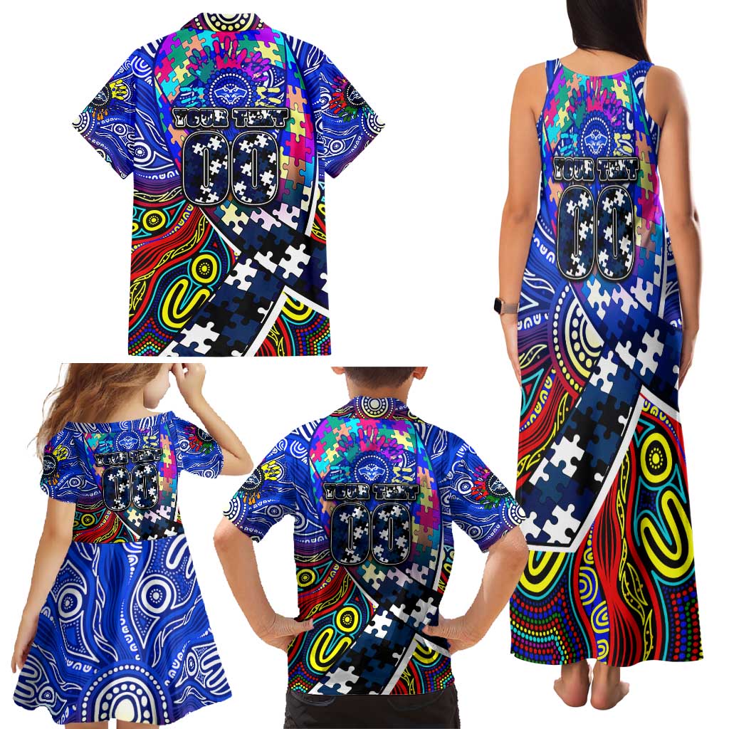 Autism Awareness Australia Geelong Cats Family Matching Tank Maxi Dress and Hawaiian Shirt Aboriginal Indigenous Art