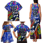 Autism Awareness Australia Geelong Cats Family Matching Tank Maxi Dress and Hawaiian Shirt Aboriginal Indigenous Art