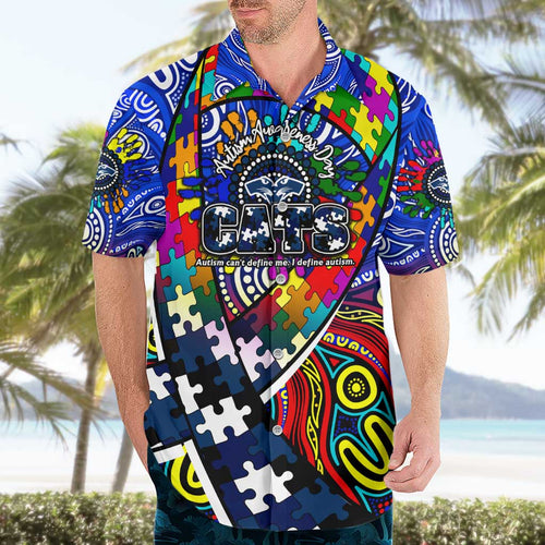 Autism Awareness Australia Geelong Cats Hawaiian Shirt Aboriginal Indigenous Art