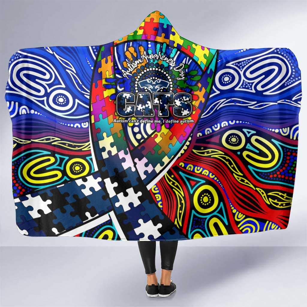Autism Awareness Australia Geelong Cats Hooded Blanket Aboriginal Indigenous Art