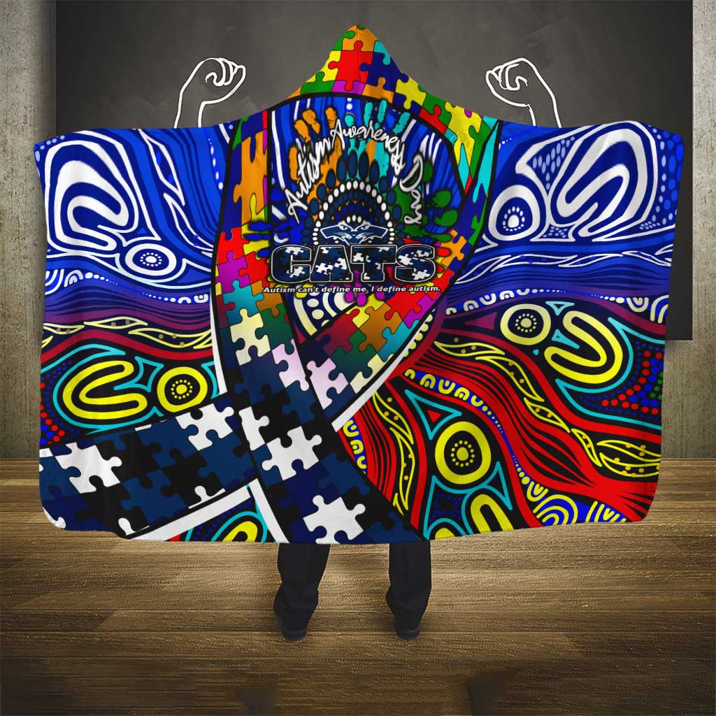 Autism Awareness Australia Geelong Cats Hooded Blanket Aboriginal Indigenous Art
