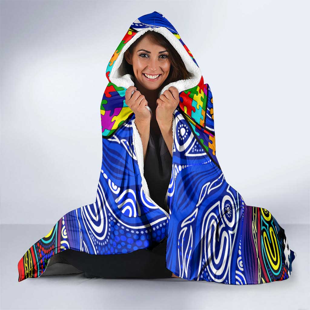 Autism Awareness Australia Geelong Cats Hooded Blanket Aboriginal Indigenous Art