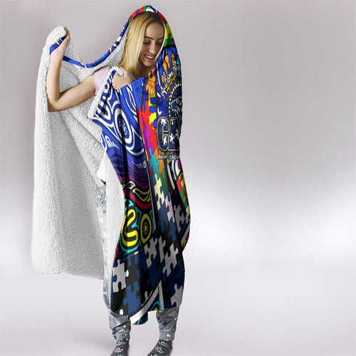 Autism Awareness Australia Geelong Cats Hooded Blanket Aboriginal Indigenous Art