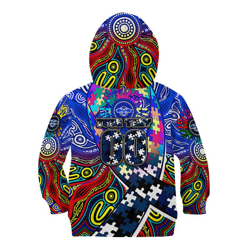 Autism Awareness Australia Geelong Cats Kid Hoodie Aboriginal Indigenous Art
