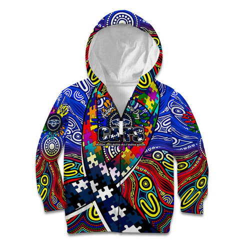 Autism Awareness Australia Geelong Cats Kid Hoodie Aboriginal Indigenous Art