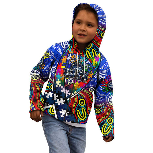 Autism Awareness Australia Geelong Cats Kid Hoodie Aboriginal Indigenous Art