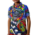 Autism Awareness Australia Geelong Cats Kid Polo Shirt Aboriginal Indigenous Art