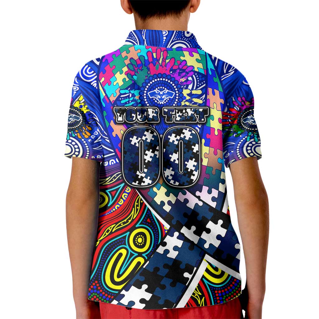 Autism Awareness Australia Geelong Cats Kid Polo Shirt Aboriginal Indigenous Art