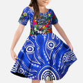 Autism Awareness Australia Geelong Cats Kid Short Sleeve Dress Aboriginal Indigenous Art