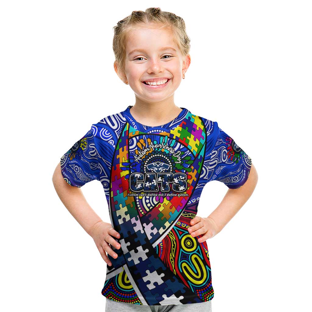 Autism Awareness Australia Geelong Cats Kid T Shirt Aboriginal Indigenous Art
