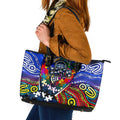 Autism Awareness Australia Geelong Cats Leather Tote Bag Aboriginal Indigenous Art
