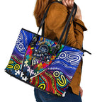 Autism Awareness Australia Geelong Cats Leather Tote Bag Aboriginal Indigenous Art