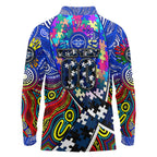 Autism Awareness Australia Geelong Cats Long Sleeve Polo Shirt Aboriginal Indigenous Art