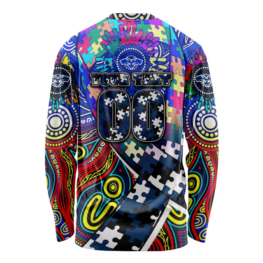 Autism Awareness Australia Geelong Cats Long Sleeve Shirt Aboriginal Indigenous Art