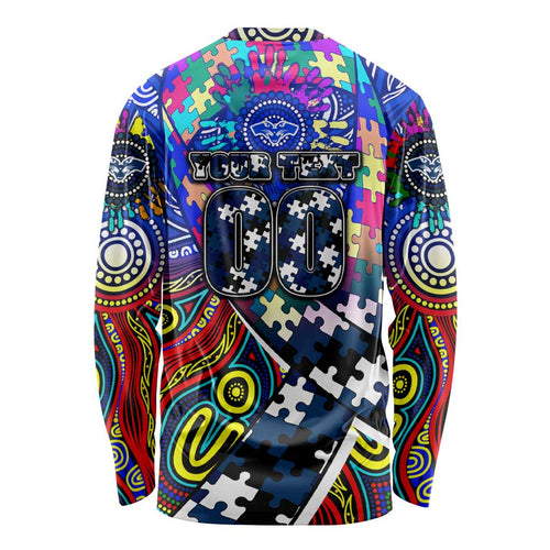 Autism Awareness Australia Geelong Cats Long Sleeve Shirt Aboriginal Indigenous Art