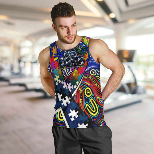 Autism Awareness Australia Geelong Cats Men Tank Top Aboriginal Indigenous Art