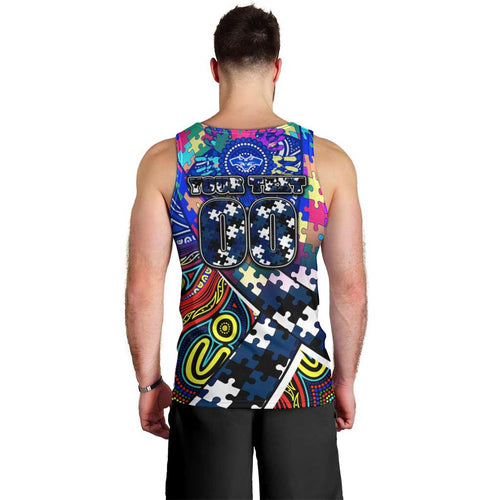 Autism Awareness Australia Geelong Cats Men Tank Top Aboriginal Indigenous Art