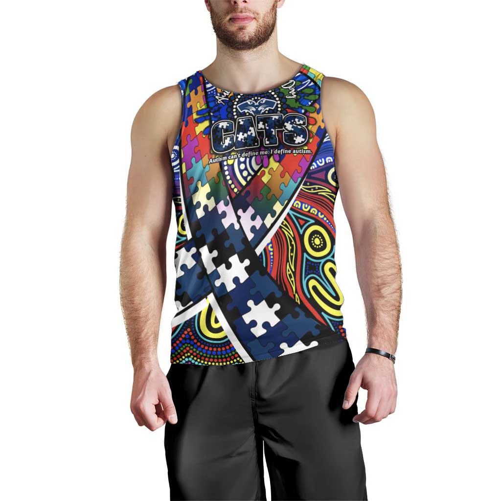 Autism Awareness Australia Geelong Cats Men Tank Top Aboriginal Indigenous Art
