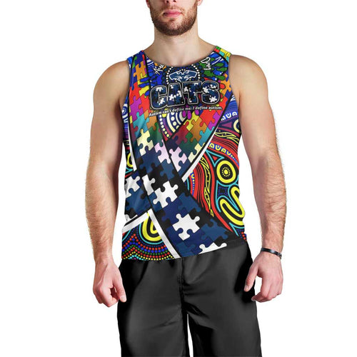 Autism Awareness Australia Geelong Cats Men Tank Top Aboriginal Indigenous Art