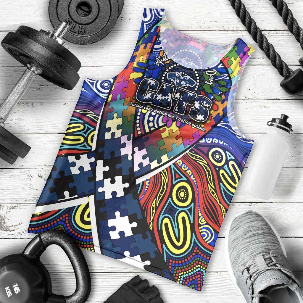 Autism Awareness Australia Geelong Cats Men Tank Top Aboriginal Indigenous Art