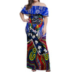 Autism Awareness Australia Geelong Cats Off Shoulder Maxi Dress Aboriginal Indigenous Art